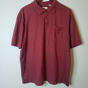 Haggar Mens Polo Shirt Front Pocket Short Sleeve Collared Golf Textured Size XL